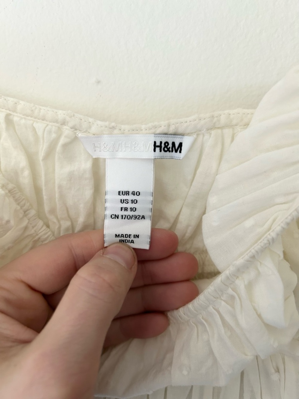 H&M Size 10 Ivory Eyelet 100% Cotton Spaghetti Strap Tank Top - Picture 2 of 10
